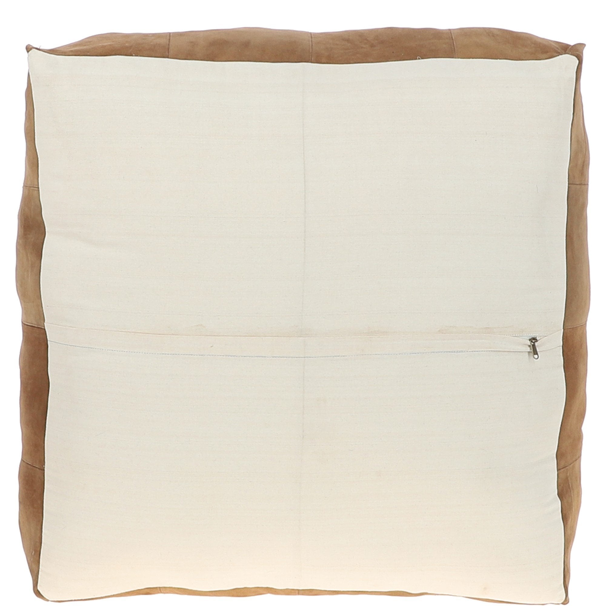Suede Leather Square Boho Pouffe Camel: AGC-06
