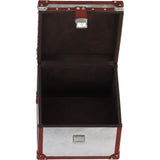 Wood and Aluminium Mirror Storage Box with Red Leather Trim and Stud Detailing: AGC 919