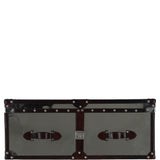 Wood and Aluminium Mirror Trunk with Brown Leather Trim and Stud Detailing: AGC 902