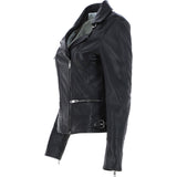 Women's Leather Biker Style Jacket Black/app : 1132 BIKER