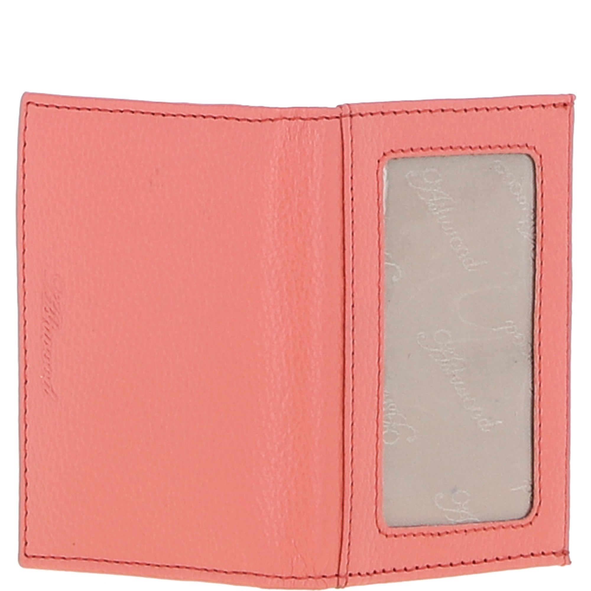 Leather Card Holder with Mirror & Key Ring Gift Set Coral :slg-31243