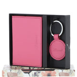 Leather Card Holder with Mirror & Key Ring Gift Set Rose Pink :slg-31243
