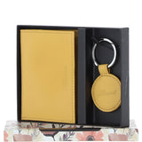 Leather Card Holder with Mirror & Key Ring Gift Set Yellow :slg-31243