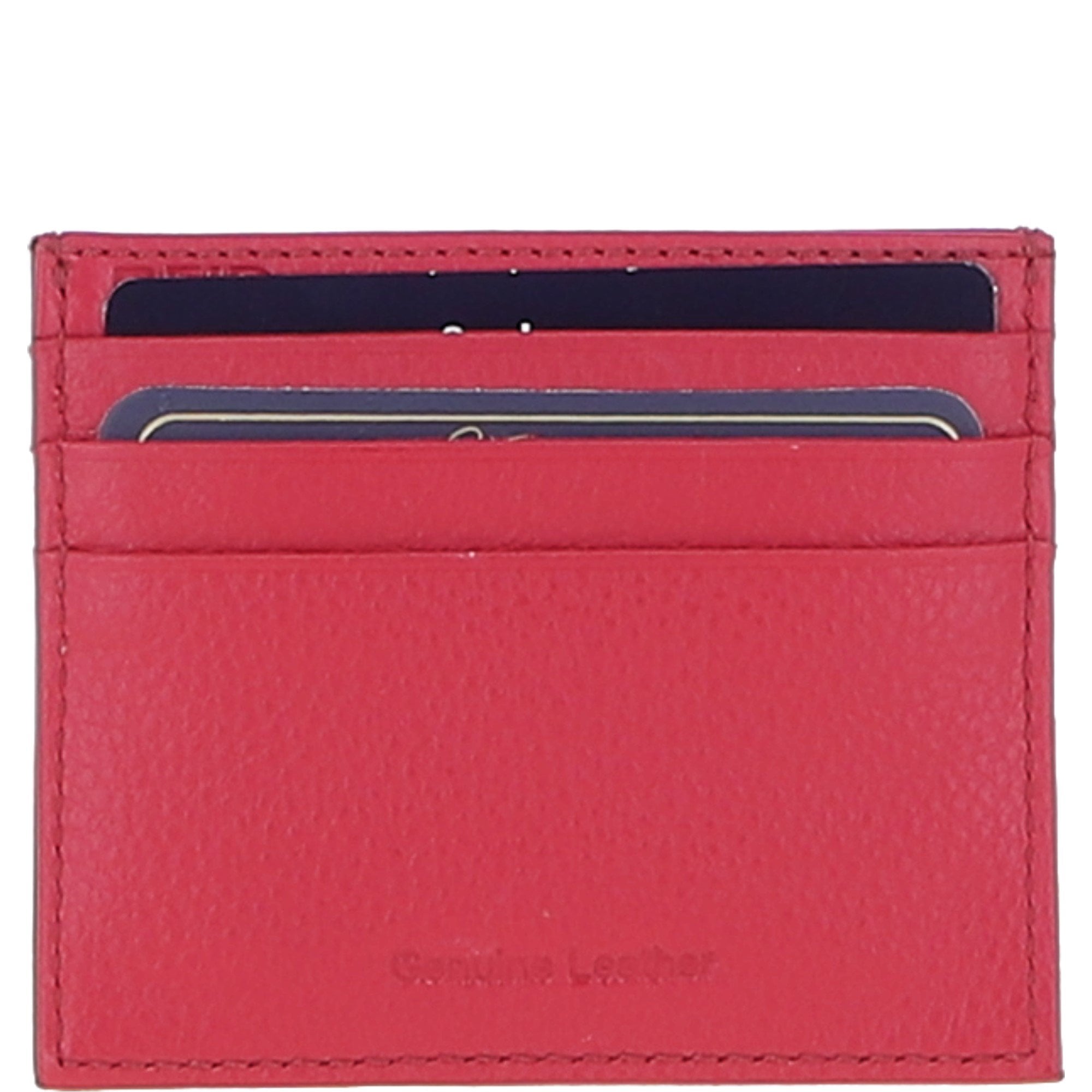 Leather Card Holder & Key Ring Gift Set Raspberry :slg-31342