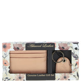 Leather Card Holder & Key Ring Gift Set Rose Gold :slg-31342