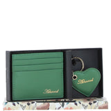 Leather Card Holder & Key Ring Gift Set Green :slg-31342