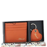 Leather Card Holder & Key Ring Gift Set Orange :slg-31342