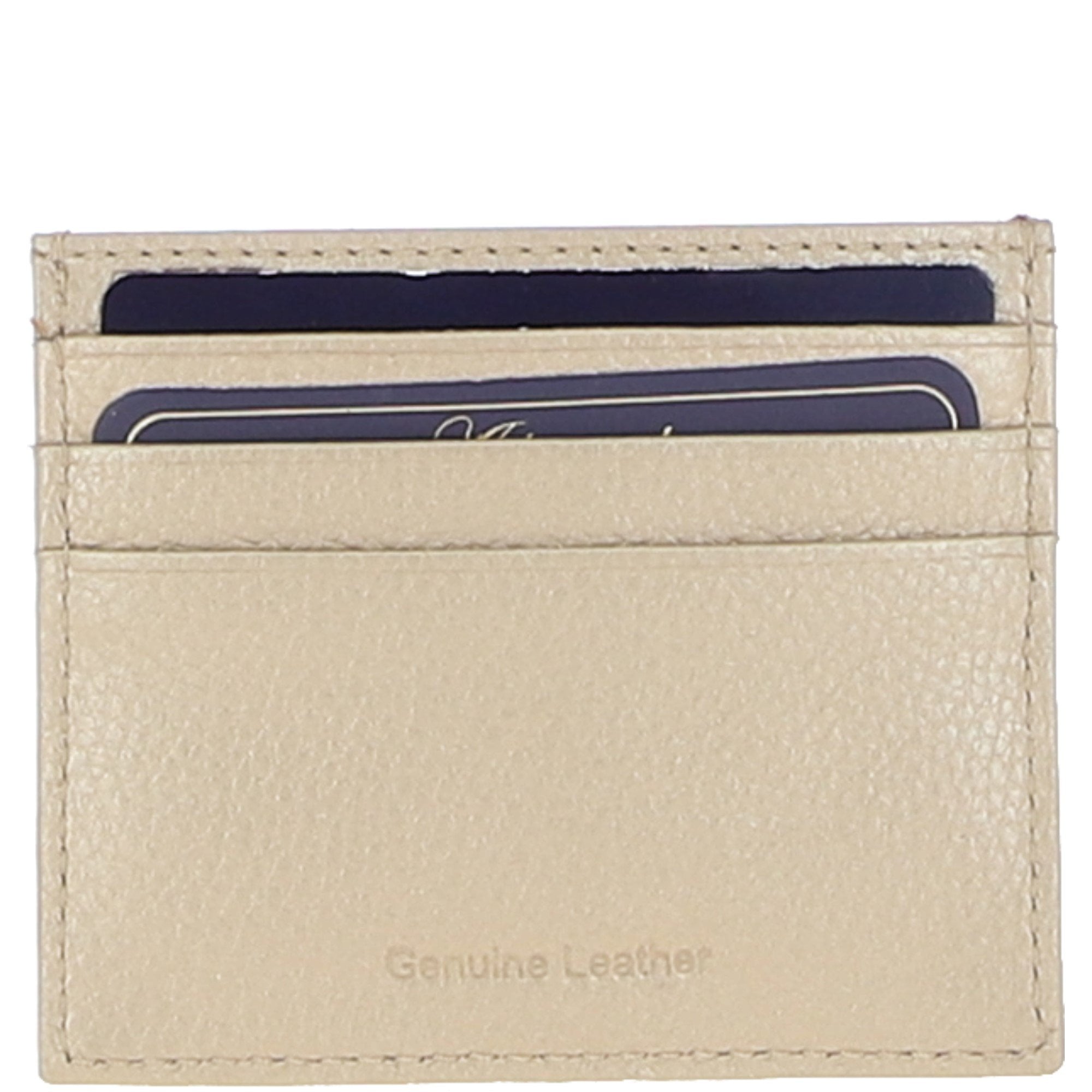 Leather Card Holder & Key Ring Gift Set Gold :slg-31342