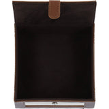 Wood and Aluminium Mirror Storage Box with Tan Leather Trim: AGC1857