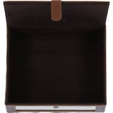 Wood and Aluminium Mirror Storage Box with Tan Leather Trim: AGC1854