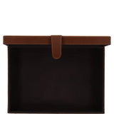 Wood and Aluminium Mirror Storage Box with Tan Leather Trim: AGC1852