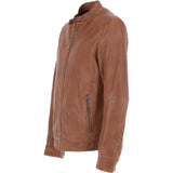 Ashwood Mens Leather Biker Jacket Cognac: AMJ-3