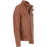 Ashwood Mens Leather Biker Jacket Cognac: AMJ-4