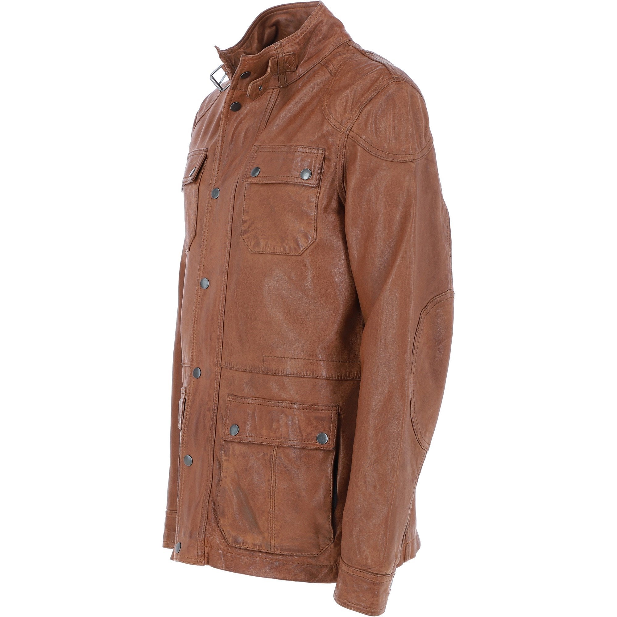 Mens Safari Style Leather Jacket Cognac: AMJ-5