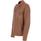 Ashwood Mens Leather Biker Jacket Cognac: AMJ-8