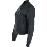 Ladies Leather Bomber Jacket Black : AWL-MIA