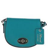Real Leather Saddle Crossbody Bag Deep Lake: 63753