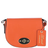Real Leather Saddle Crossbody Bag Mandarin: 63753