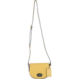 Real Leather Saddle Crossbody Bag Ochre Yellow: 63753