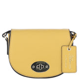Real Leather Saddle Crossbody Bag Ochre Yellow: 63753