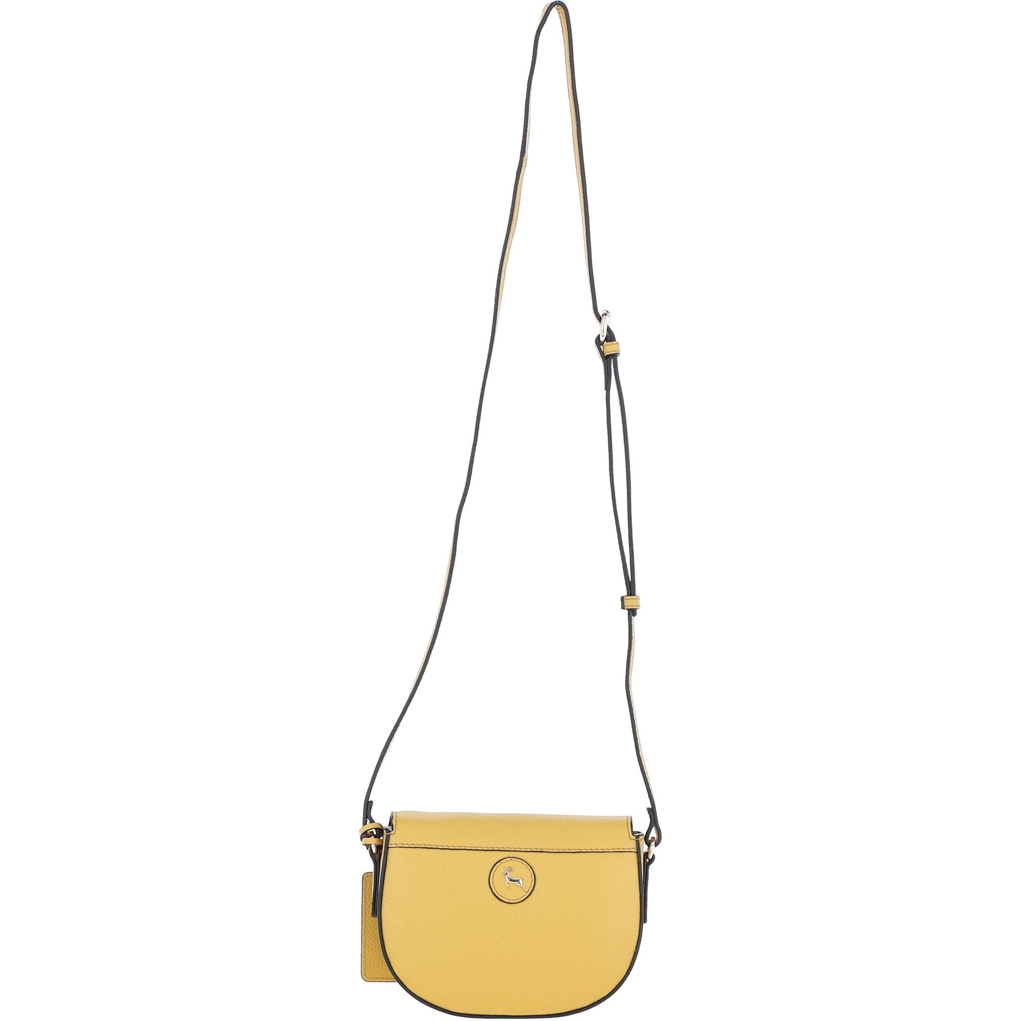 Real Leather Saddle Crossbody Bag Ochre Yellow: 63753