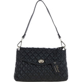 Real Leather Flapover Quilted Bag Black: 63858