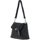 Real Leather Flapover Quilted Bag Black: 63858