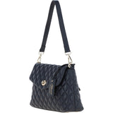 Real Leather Flapover Quilted Bag Cotswold Navy: 63858