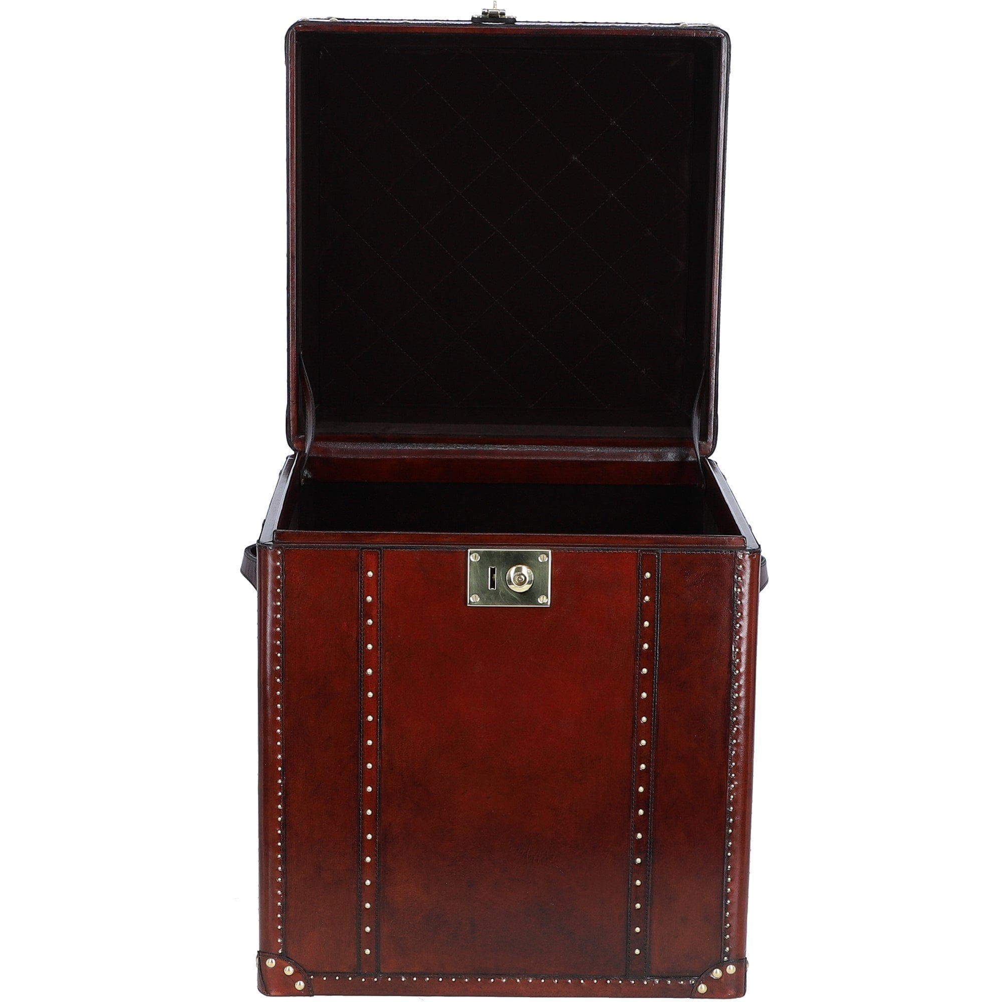 Luxury Handcrafted Leather Large Storage Trunk Chestnut: LF-147