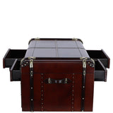 Luxury Real Leather Coffee Table Chestnut :lf-148