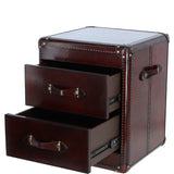 Luxury Real Leather Bedside Table Chestnut: LF-151