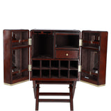 Luxury Genuine Leather Bar Cabinet Chestnut: LF-153