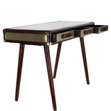Luxury Real Leather 3-Drawer Desk Chestnut: LF-154