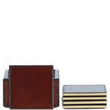 Ashwood Leather Square Coaster with Gold Accent Edges Chestnut: LF-160