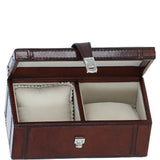 Ashwood Luxury Leather Dual Watch & Bracelet Storage Box Chestnut: LF-119
