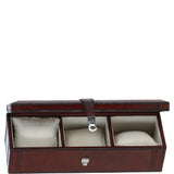 Ashwood Luxury Leather Triple Watch & Bracelet Storage Box Chestnut: LF-120