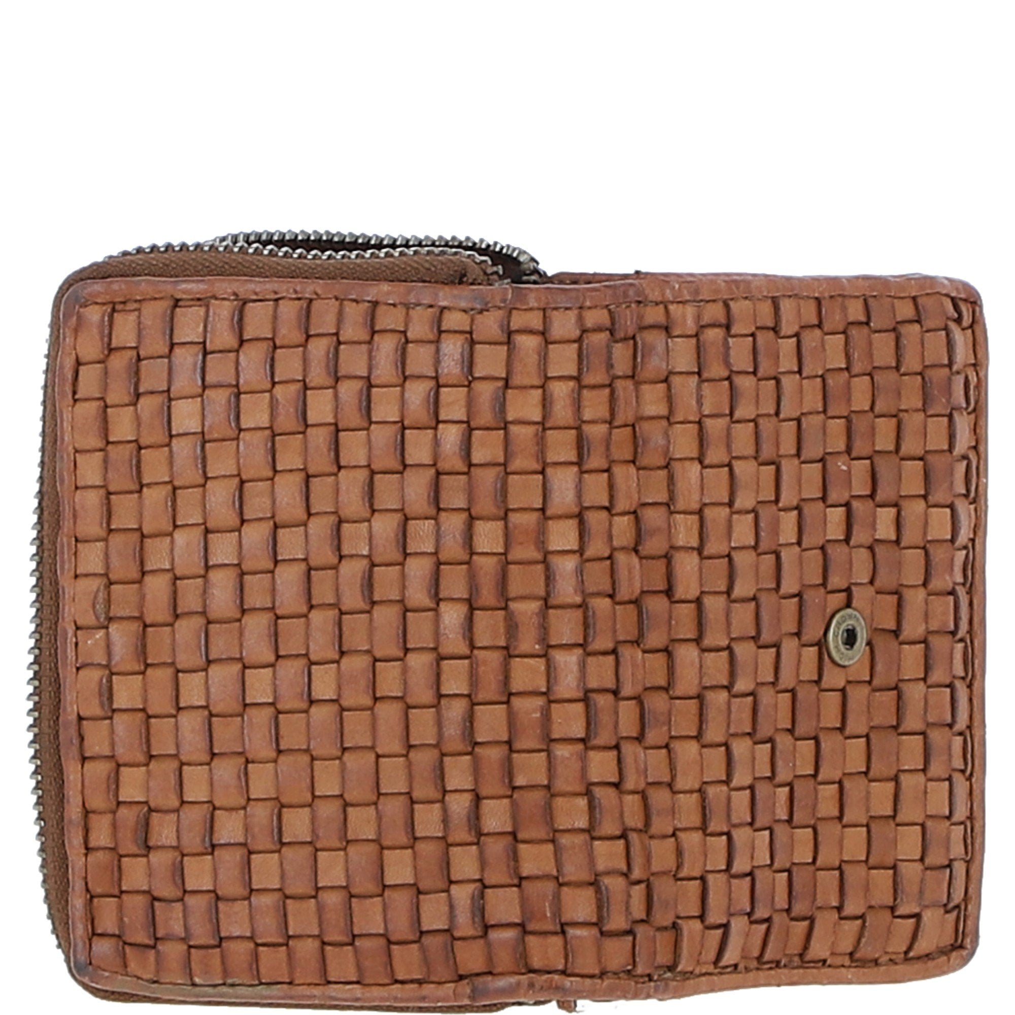 Vintage Woven Leather 7 Card Purse Taupe :  D-82