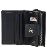 Ashwood Leather RFID Secure Wallet/Purse with Zip and Stud Closure Black: X-30