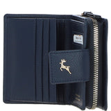 Ashwood Leather RFID Secure Wallet/Purse with Zip and Stud Closure Navy: X-30