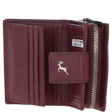 Ashwood Leather RFID Secure Wallet/Purse with Zip and Stud Closure Wine: X-30