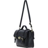 Elegance Satchel Leather Hangbag Black: M-89