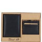 Leather Passport Cover & Card Holder Gift Set Black: GS-1280