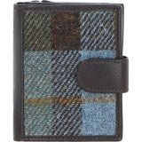 Ashwood Leather & Harris Tweed® Cloth Three compartment wallet Brown/Mcload: TW-12-01-BM