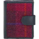 Ashwood Leather & Harris Tweed® Cloth Three compartment wallet Navy/Pink: TW-12-06-NP