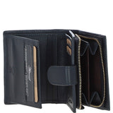 Ashwood Leather & Harris Tweed® Cloth Three compartment wallet Navy/Pink: TW-12-06-NP