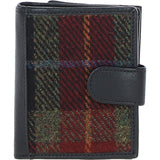 Ashwood Leather & Harris Tweed® Cloth Three compartment wallet Black/Green/Red: TW-12-07-BR