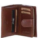 Ashwood Leather & Harris Tweed® Cloth Three compartment wallet Tan/Green/Red: TW-12-08-TR