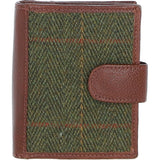 Ashwood Leather and Tweed Three compartment wallet Tan/Green Check: TW-12-010-TGNH