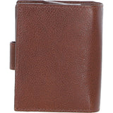 Ashwood Leather & Harris Tweed® Cloth Three compartment wallet Tan/Navy: TW-12-011-TN
