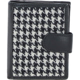 Ashwood Leather & Harris Tweed® Cloth Three compartment wallet Black/White: TW-12-012-BW